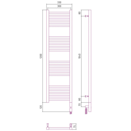 Полотенцесушитель электрический Сунержа Модус 3.0 30x120 см правый без покрытия - фото 3