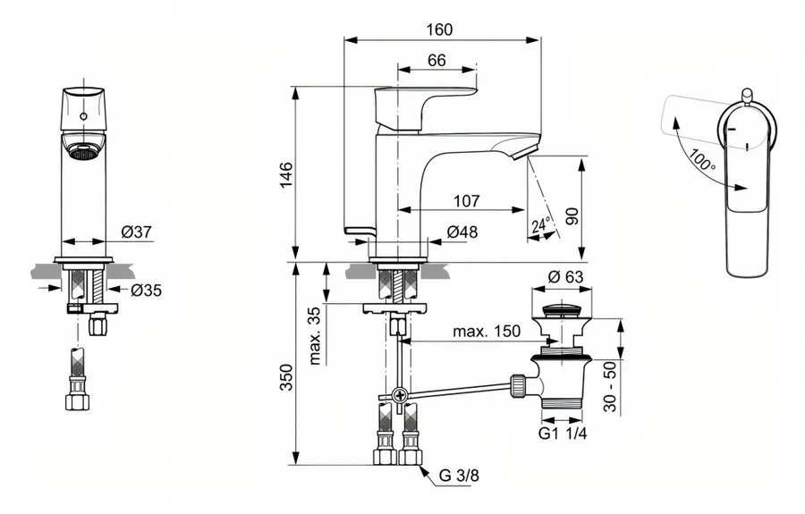 Смеситель для раковины Ideal Standard Connect Air хром - фото 2