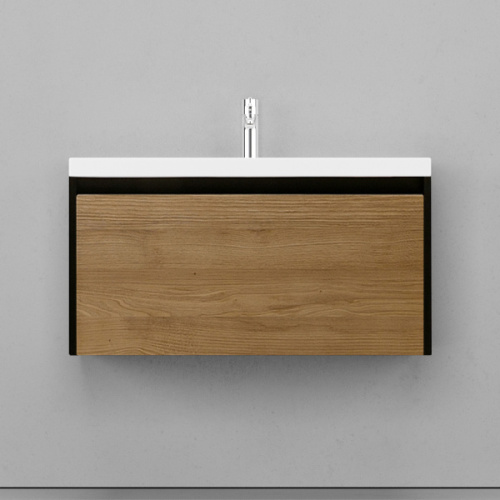 Тумба под раковину подвесная Velvex Klaufs 88 см черная/шатане, по запросу - фото 2