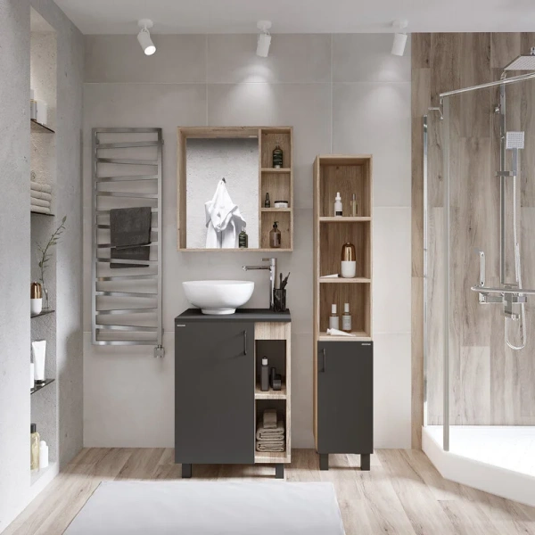 Тумба под раковину напольная Grossman Флай 71,5 см дуб сонома/серая, окрашенные, под дерево - фото 9