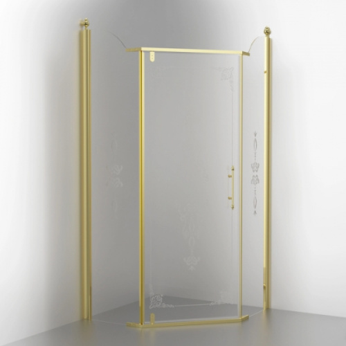 Душевой уголок Migliore Diadema Penta 90х90 см профиль золото стекло прозрачное декорированное - фото 2