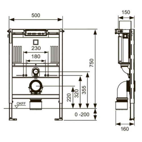 Инсталляция для унитаза Tece TECEprofil 9300291 порошковое покрытие - фото 4