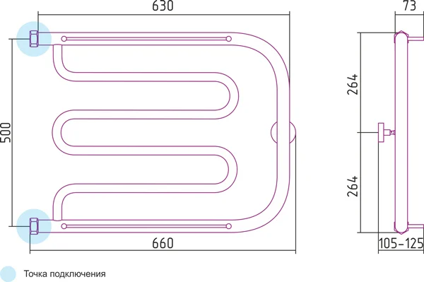 Полотенцесушитель водяной Сунержа Лира 65x50 см 2 полочки, без покрытия - фото 3