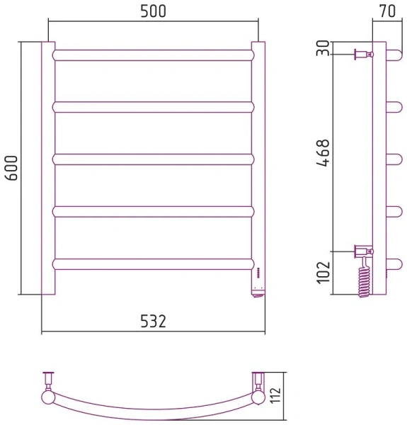 Полотенцесушитель электрический Сунержа Галант 4.0 6050 50х60 см нержавеющая сталь - фото 4
