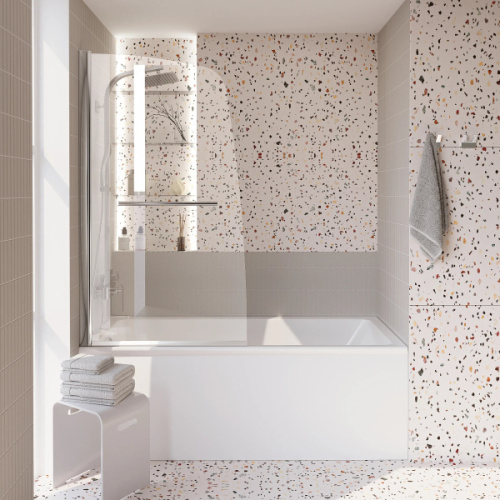 Шторка для ванны 1Marka 82х150 см профиль хром, хромированный профиль - фото 5