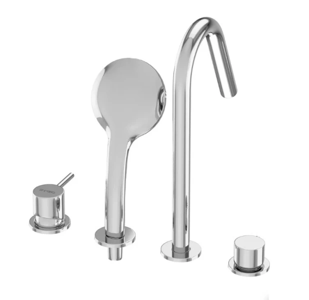 Смеситель для ванны Cezares Leaf хром, с коротким изливом - фото 7