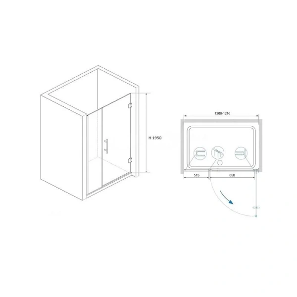 Душевая дверь в нишу RGW Hotel HO-012 350601212 120 см прозрачное стекло - фото 2