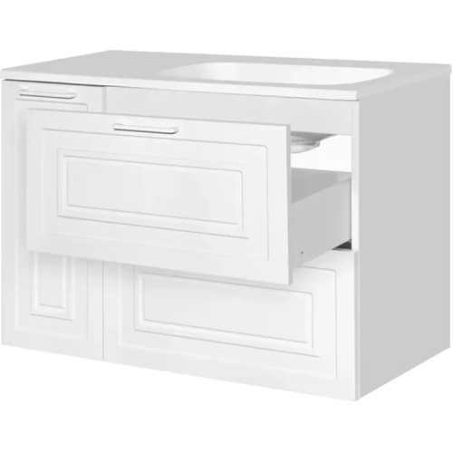 Тумба под раковину Style Line Альба 90 см правая, белая, белая - фото 7