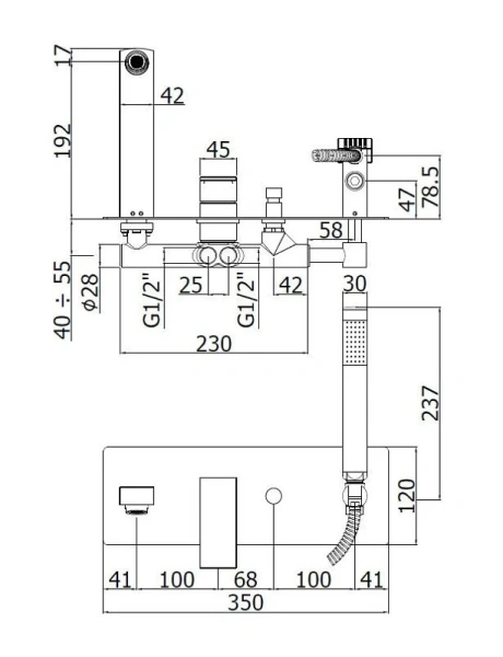 Смеситель для ванны Paffoni Elle EL001 с внутренней частью - фото 4