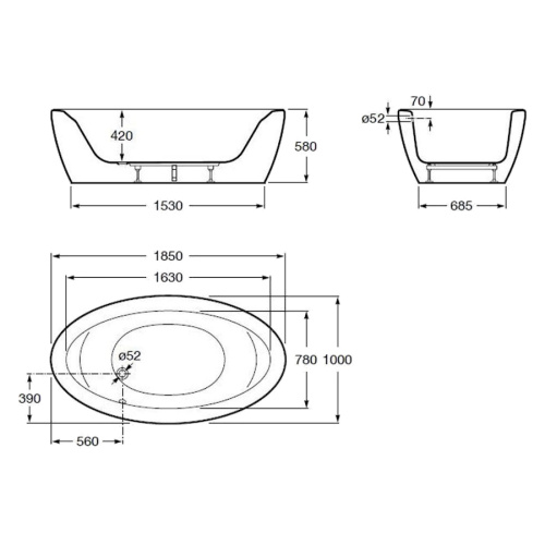 Ванна акриловая Roca Georgia 185х100 см отдельностоящая - фото 4