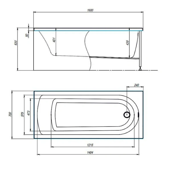 Ванна акриловая Timo Mika 160x70 см белая - фото 2