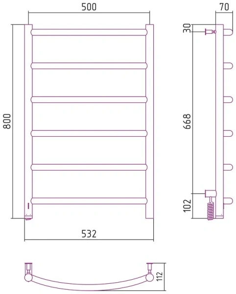 Полотенцесушитель электрический Сунержа Галант 4.0 0831-8050 50х80 см с терморегулятором - фото 2