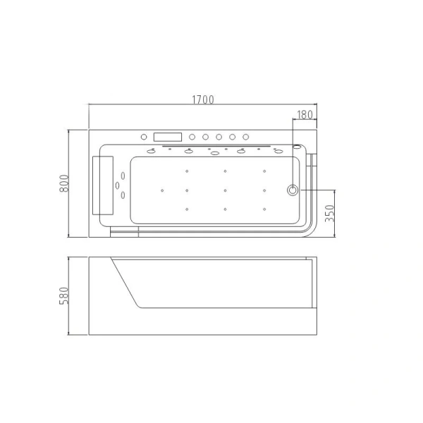 Ванна гидромассажная Frank F101L/R, левая/правая, пристенная, 170 x 80 x 60 см, 201759000/201759001 - фото 3