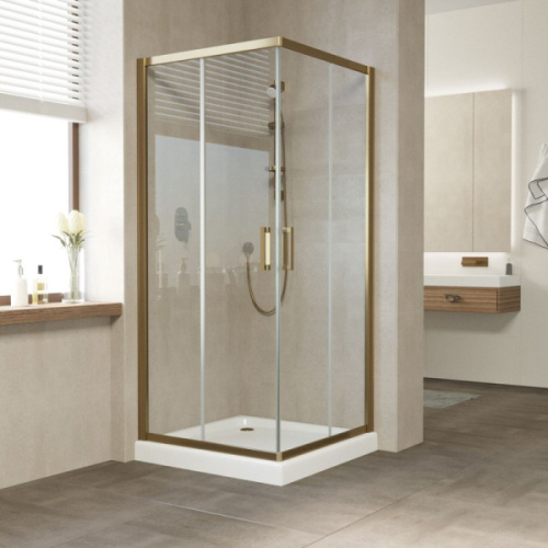 Душевой уголок профиль бронза стекло прозрачное Vegas-glass, квадратные - фото 2