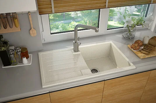 Мойка для кухни Акватон Верона 85 см песочная, прямоугольной формы - фото 4