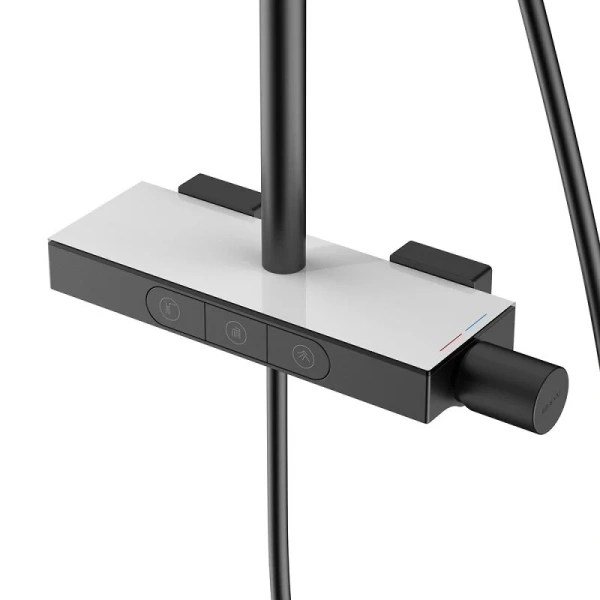 Душевая стойка Black&White Universe черная матовая, с тропическим душем - фото 4