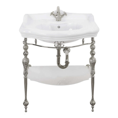 Раковина консоль Migliore Bella 20604 73 см с белой матовой полкой, классические, ретро, декорированные - фото 2