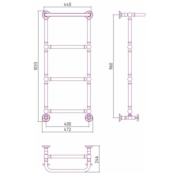 Полотенцесушитель водяной Сунержа Ренессанс 40х96 см шампань - фото 2