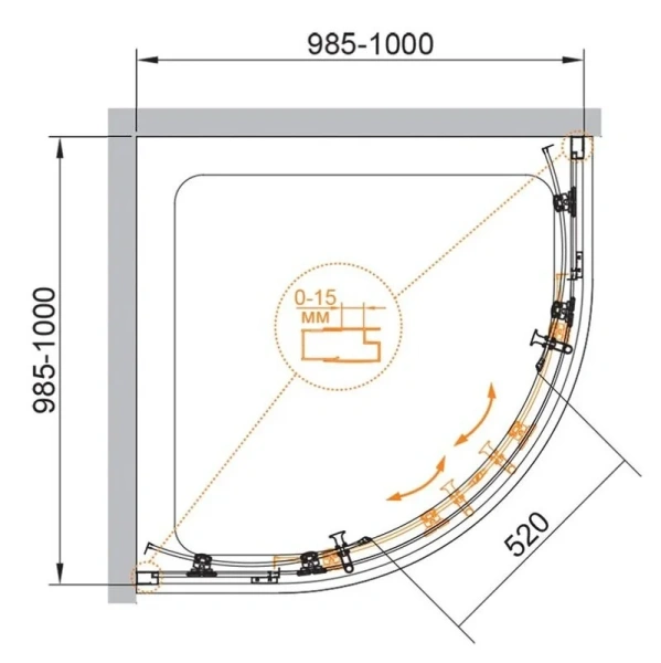 Душевой уголок Cezares Eco 100x100 см стекло прозрачное профиль хром - фото 2