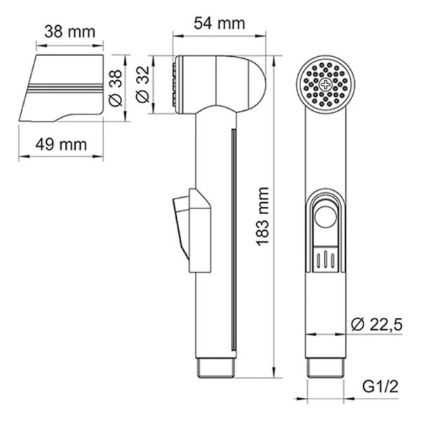Гигиенический душ с держателем WasserKRAFT A0 ABS-пластик - фото 4