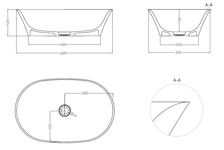Раковина Salini Mona 60 см белый глянцевый - фото 2