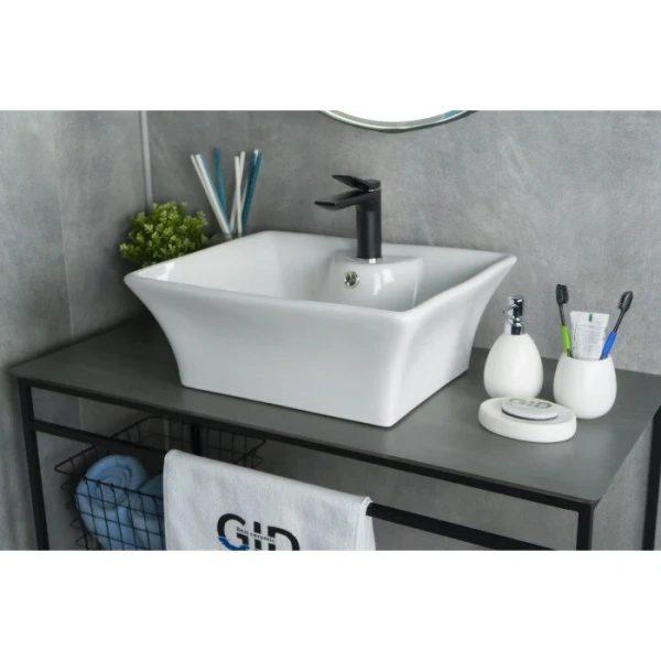 Раковина GID Geometrico N9108 49 см белая, в форме чаши, прямоугольной формы - фото 5