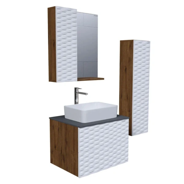 Шкаф-пенал подвесной Grossman Альба 30 см веллингтон/белый, недорого - фото 4