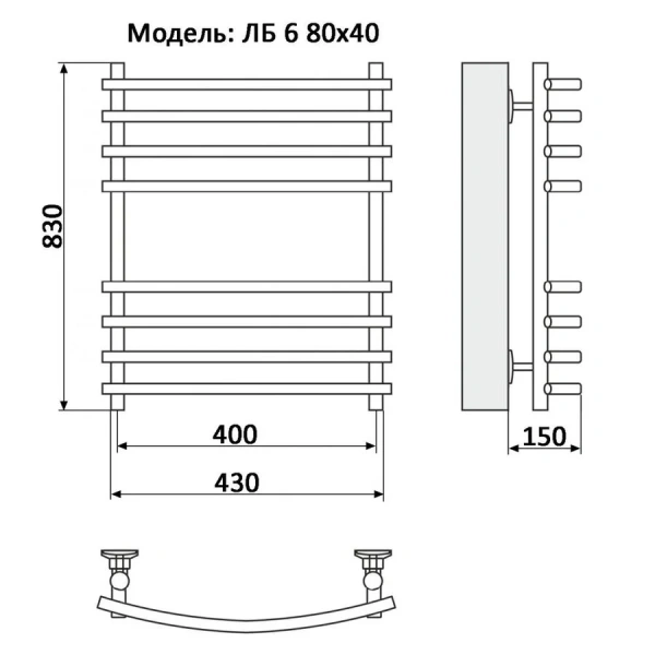 Полотенцесушитель водяной Ника Bamboo 80x40 см хром, современные, hi-tech - фото 2