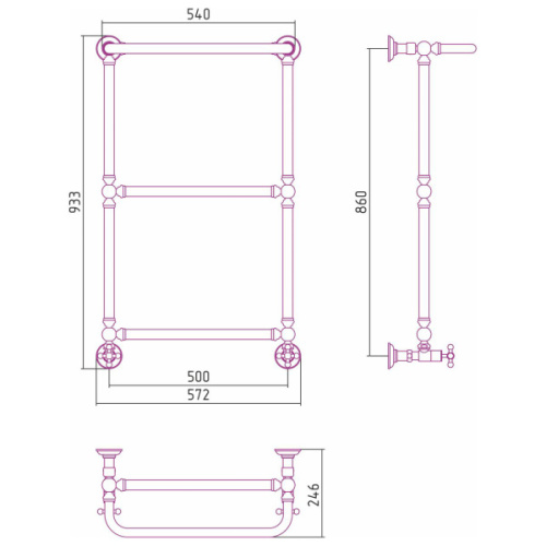 Полотенцесушитель водяной Сунержа Ренессанс 50х86 см состаренная латунь - фото 3