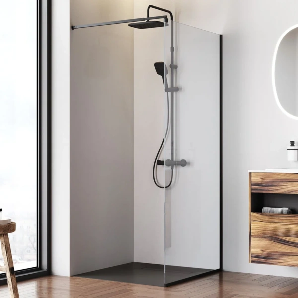 Душевая перегородка Am.Pm Func 90 см профиль черный, черные - фото 3