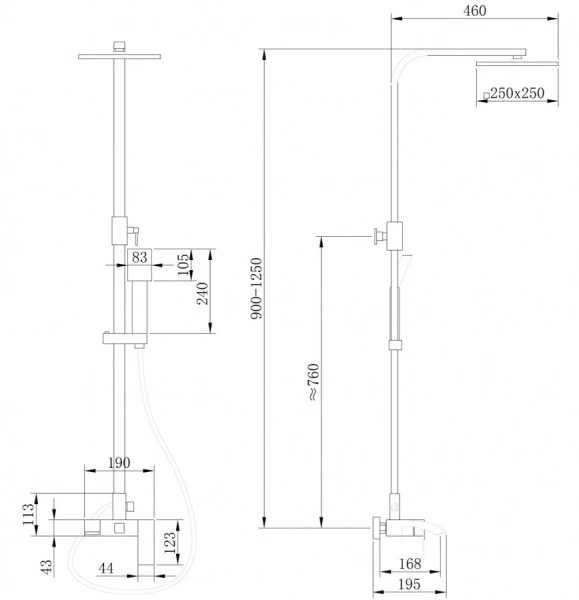 Душевая стойка Abber Wasserfall AF8616 с изливом - фото 2