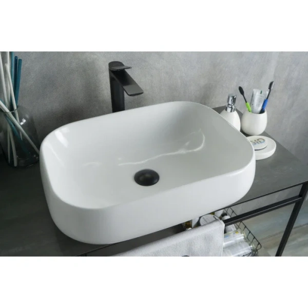 Раковина GID Geometrico N9243 56 см белая, в форме чаши, прямоугольной формы - фото 5