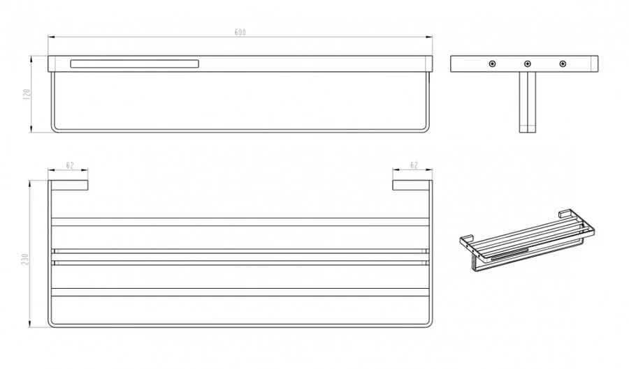 Полочка для ванной Boheme Q с полотенцедержателем, Gun Metal - фото 2