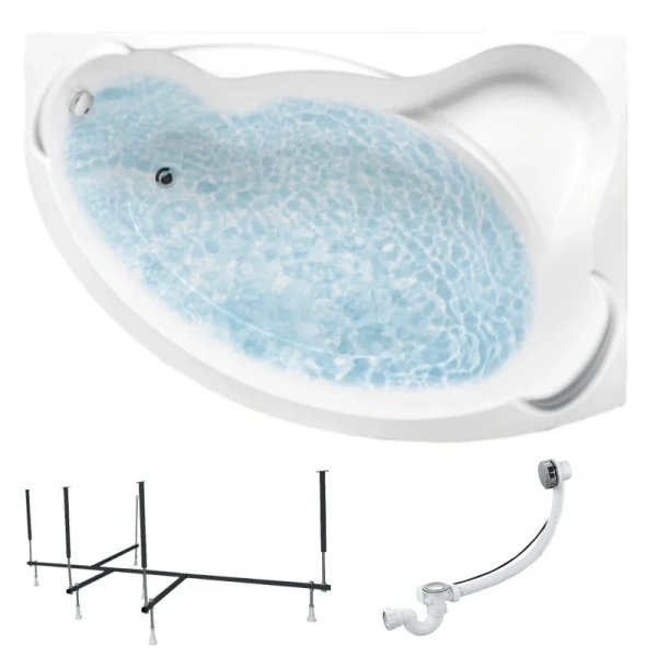 Ванна акриловая 1MarKa Catania 01кт1610лкс2+/01кт1610пкс2+, 160 x 105 см, левая/правая, цвет белый, белые - фото 7