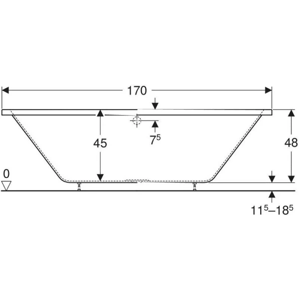 Ванна акриловая Geberit myDay 650570000, 170 х 75 см, белая, приставные, встраиваемые - фото 7
