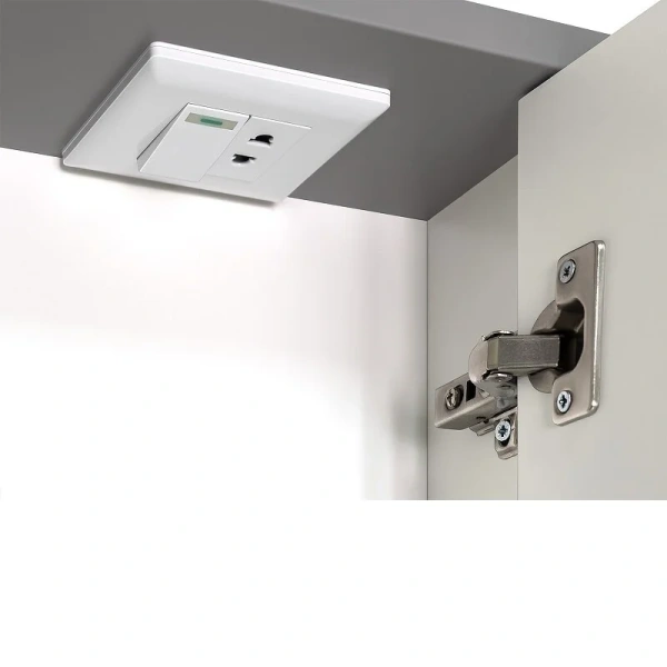 Зеркальный шкаф с подсветкой Brevita Balaton 75 см белый/серый, правый, с кнопкой - фото 6