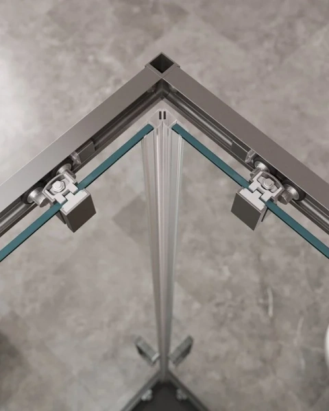 Душевой уголок Cezares Molveno 130х120 см прозрачное стекло профиль оружейная сталь, раздвижные - фото 6