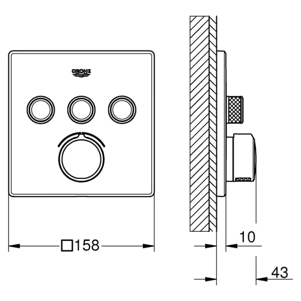 Смеситель для душа встраиваемый Grohe SmartControl 29149000, для ванны - фото 2