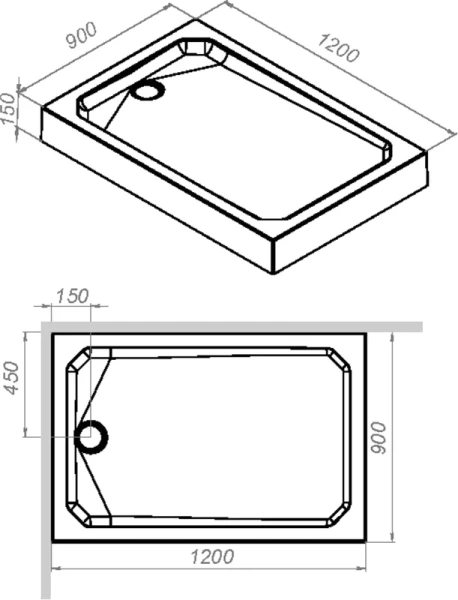 Душевой поддон Am.Pm Gem 120x90 см с сифоном - фото 4