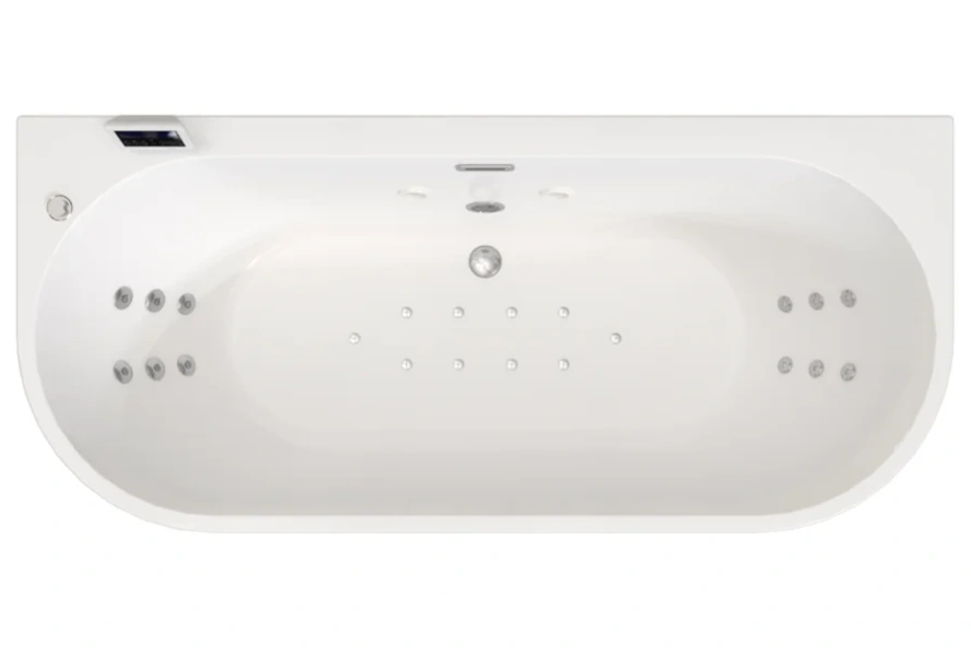 Гидромассажная ванна Радомир Вальс Макси 1-85-2-0-0-188, 180 x 80 см, рама-подставка, фронтальная панель съемная, слив-перелив, гидромассаж Excelent хром КУ 500, датчик уровня воды, хромотерапия 2 лампы, массаж спин, аэромассаж, белая - фото 2