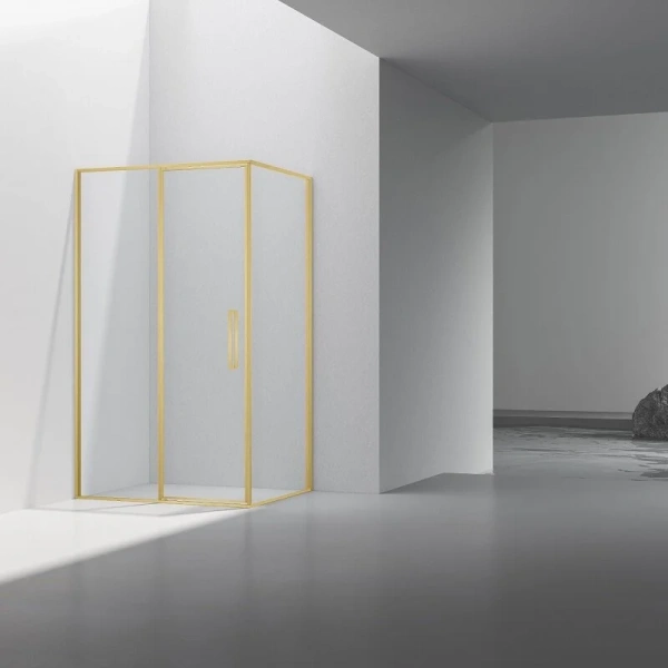 Душевой уголок Vincea Slim 120x90 см брашированное золото стекло прозрачное - фото 1