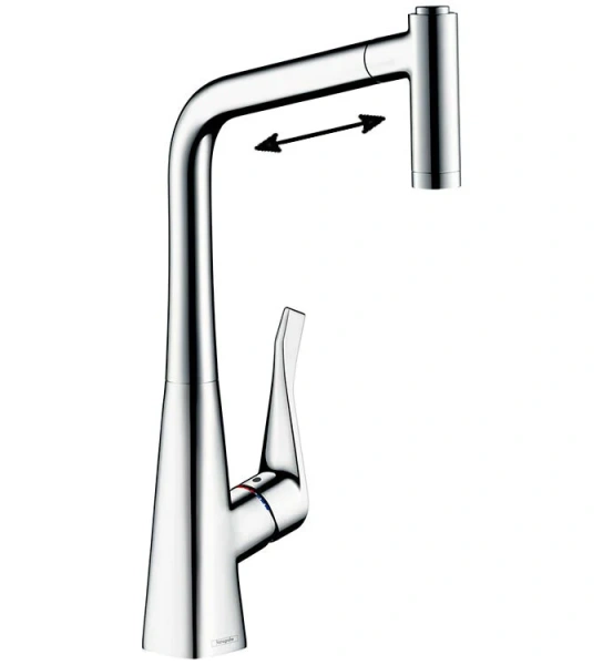 Смеситель для кухни Hansgrohe Metris 14820 с выдвижным изливом - фото 1