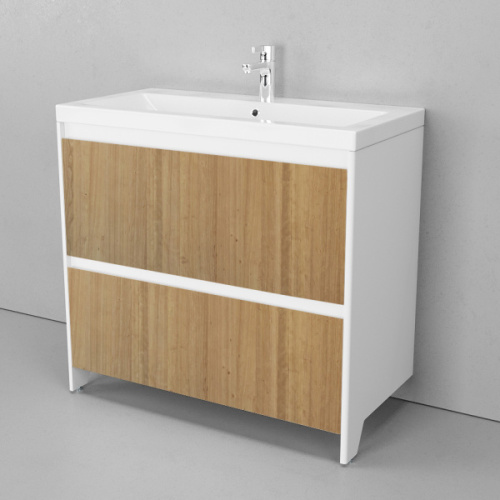 Тумба под раковину напольная Velvex Klaufs 88 см белая/шатане, современная, hi-tech - фото 3