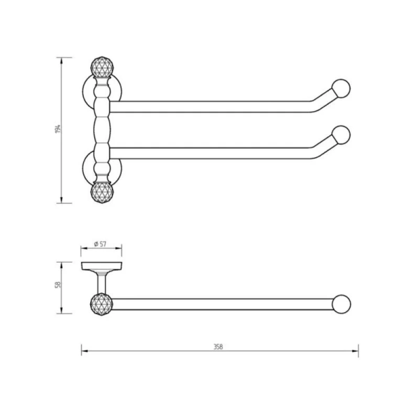 Полотенцедержатель Migliore Amerida бронза, классические, ретро, с кристаллами swarovski, декорированные - фото 2