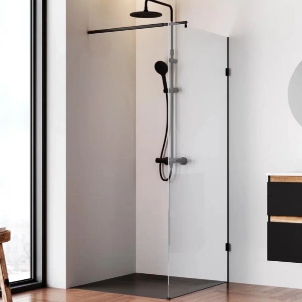 Душевая перегородка Am.Pm X-Joy 90 см профиль черный, в наличии - фото 7