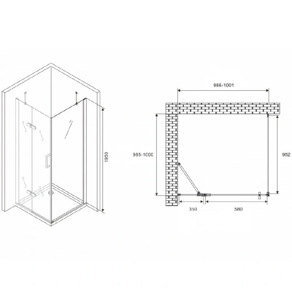 Душевой уголок Abber Zart 100х100 см профиль хром - фото 2