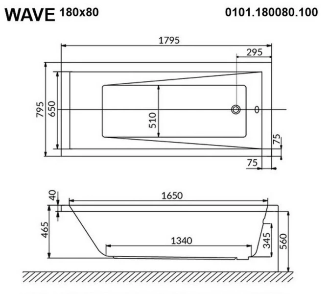Ванна гидромассажная Whitecross Wave 180 х 80 см, ULTRA NANO, золото, белый, 0101.180080.100.ULTRANANO.GL - фото 2