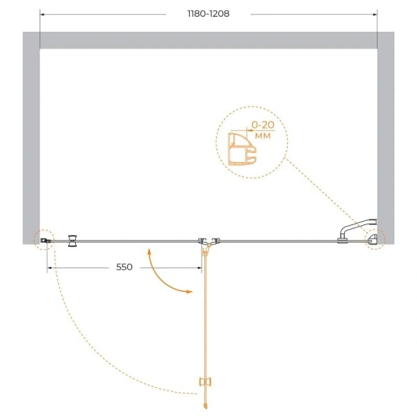 Душевая дверь в нишу Cezares Verona 120 см рифленое стекло, правая - фото 2