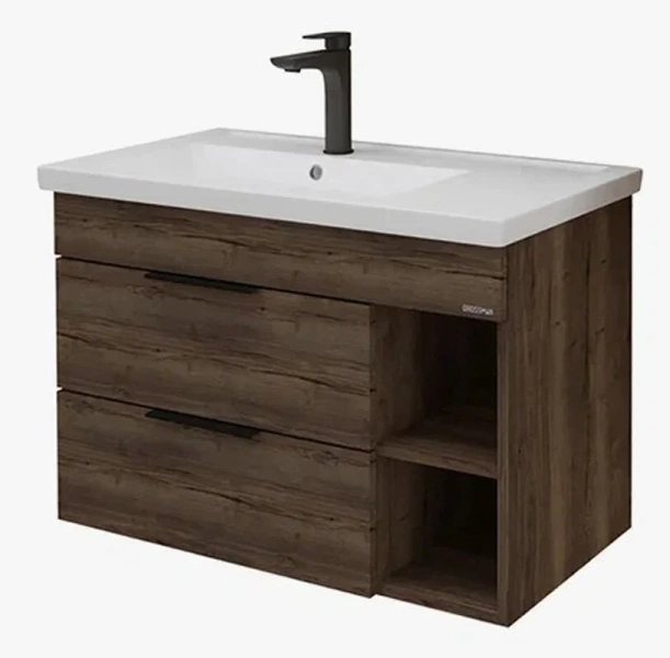 Тумба под раковину подвесная Grossman Форта 76,5 см темный дуб галифакс - фото 1