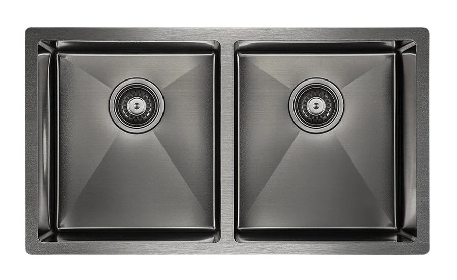 Мойка для кухни Paulmark Twin 78 см вороненая сталь - фото 1